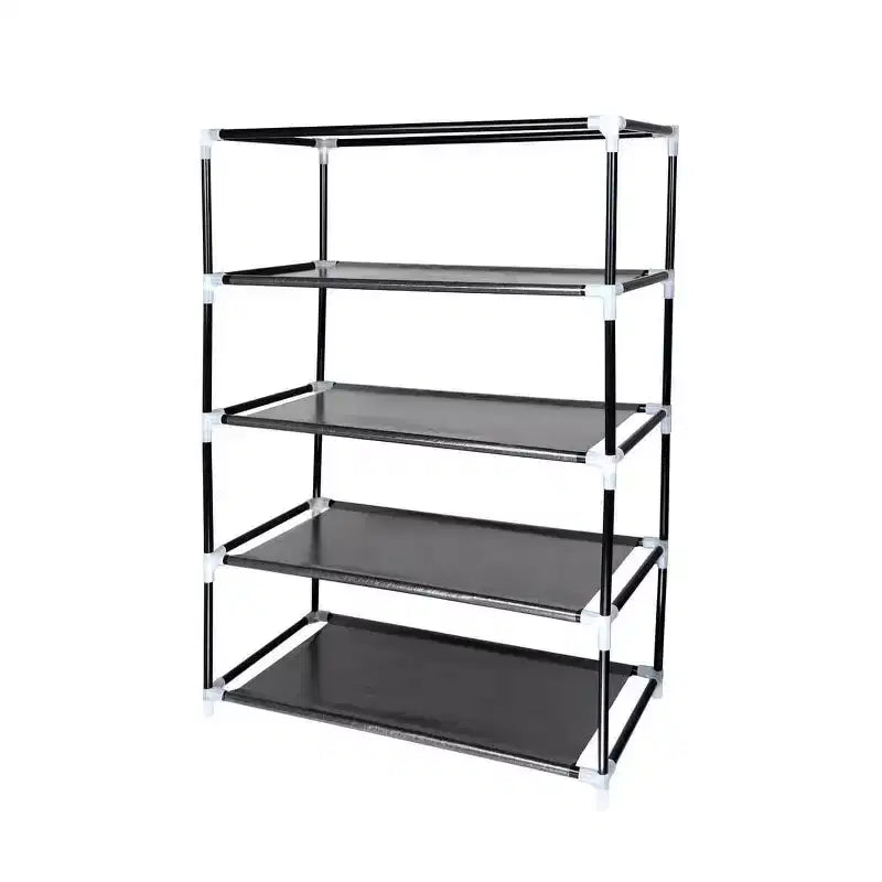 4 Tier Shoe Rack with Side Pocket Holds 24 Shoes Black