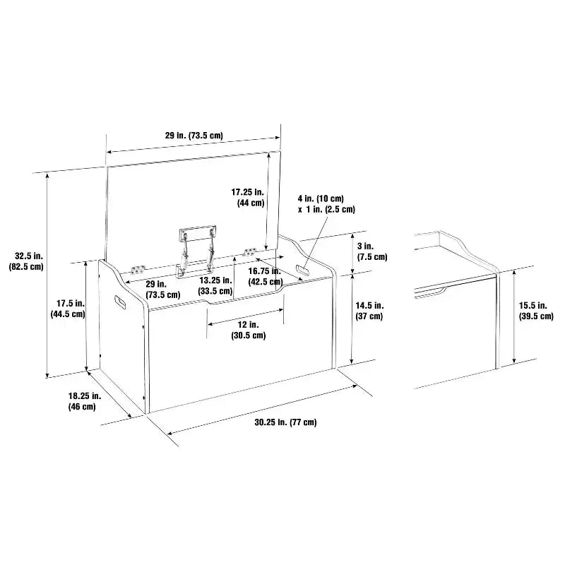 Bench Top Toy Box White