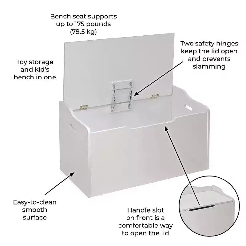 Bench Top Toy Box White