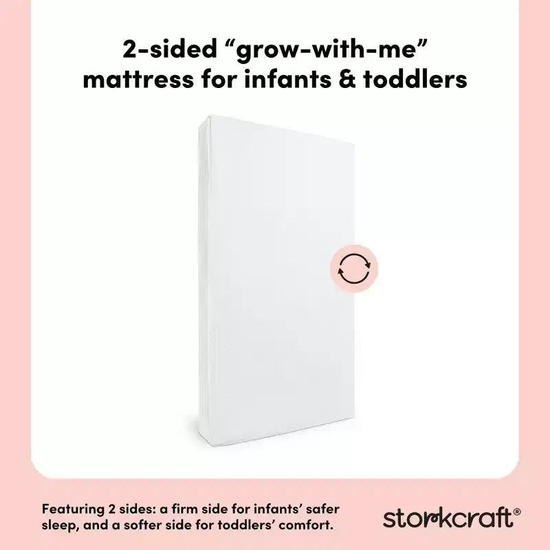 6" Water-Resistant Grow-with-Me Dual-Sided Baby Crib and Toddler Bed Mattress: Firm Feel, Removable Mesh Cover, Fiber Fill