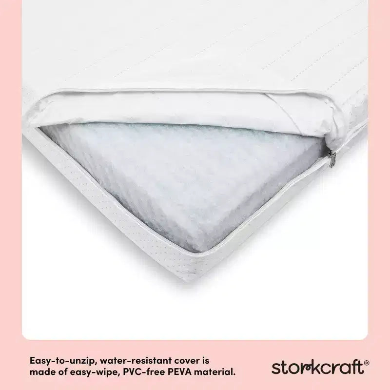 6" Water-Resistant Grow-with-Me Dual-Sided Baby Crib and Toddler Bed Mattress: Firm Feel, Removable Mesh Cover, Fiber Fill
