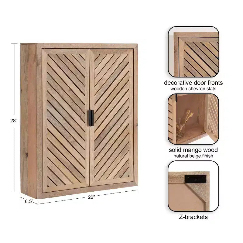 Tall 2 Door Bath Cabinet Natural