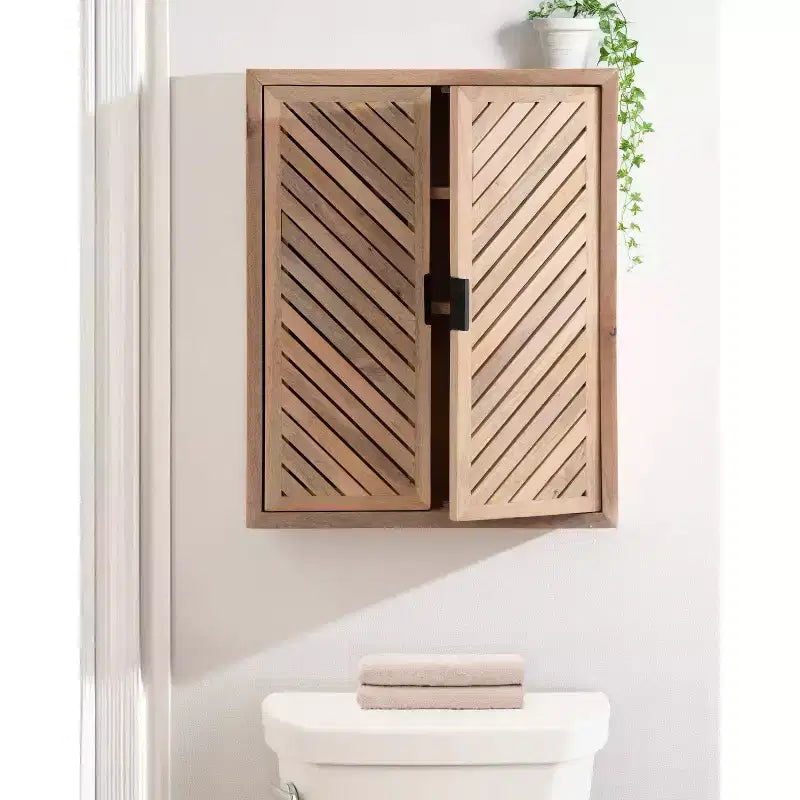 Tall 2 Door Bath Cabinet Natural