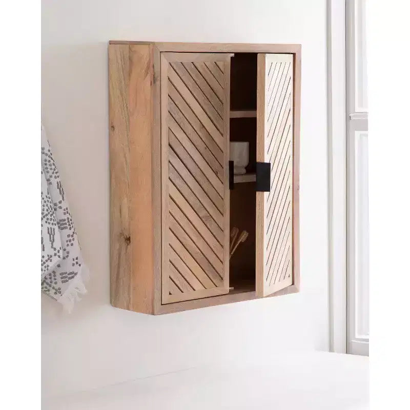 Tall 2 Door Bath Cabinet Natural