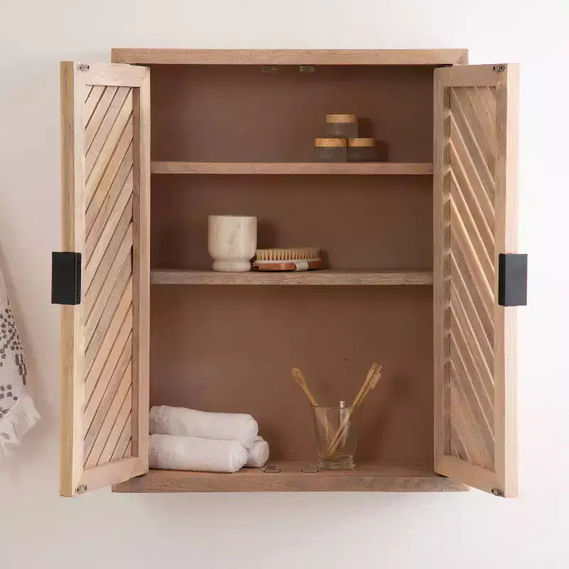 Tall 2 Door Bath Cabinet Natural