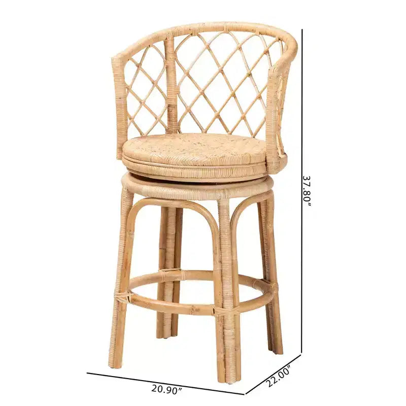 Rattan Swivel Counter Stool Natural