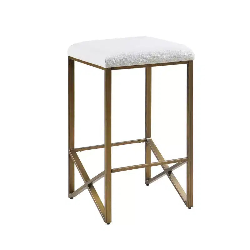 26" Backless Upholstered Counter Height Barstool: Bronze Finish, Padded Seat