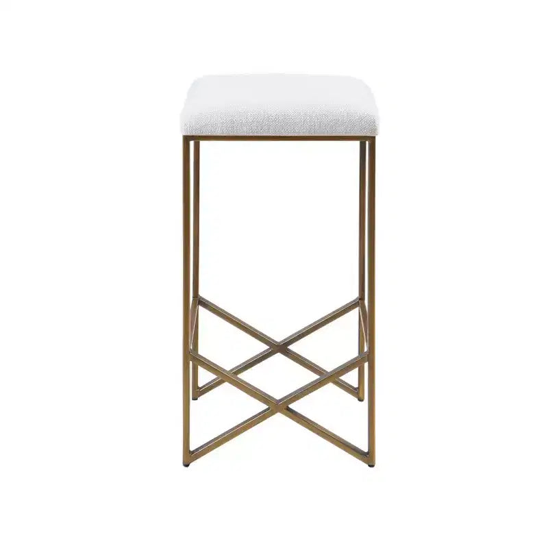 26" Backless Upholstered Counter Height Barstool: Bronze Finish, Padded Seat