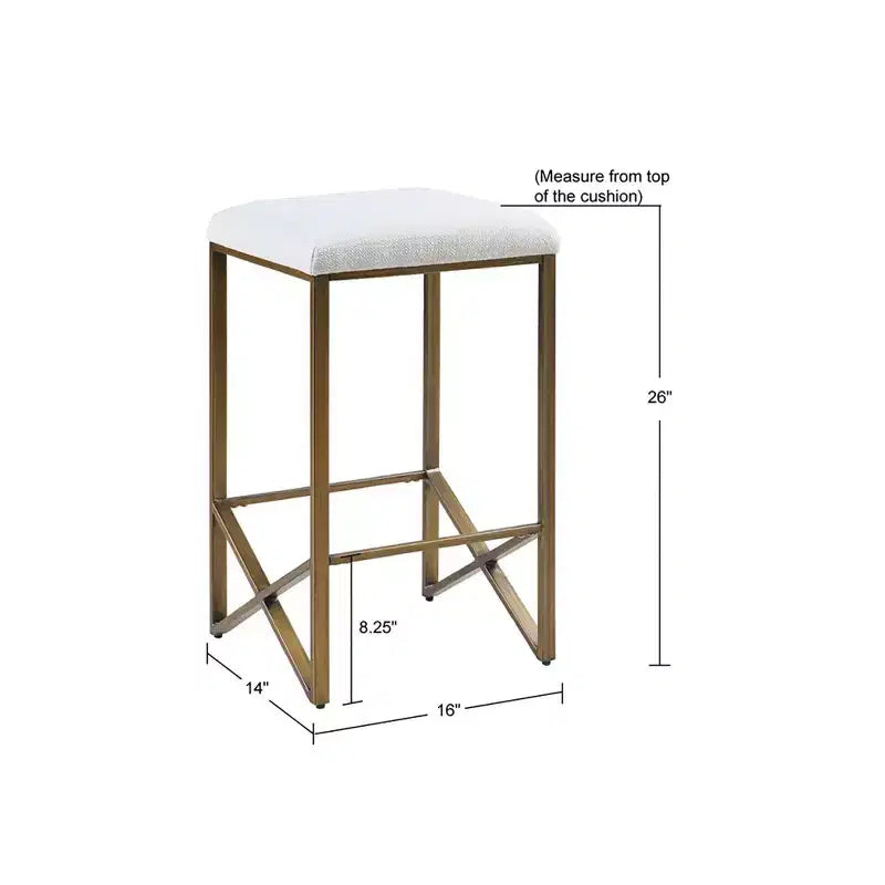 26" Backless Upholstered Counter Height Barstool: Bronze Finish, Padded Seat