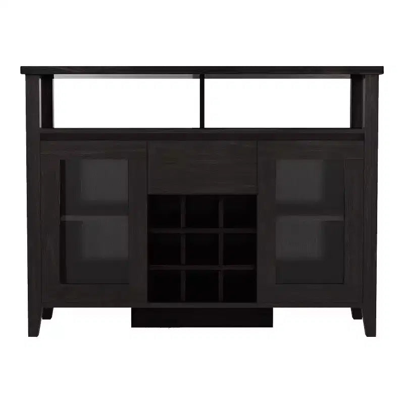 Transitional 9 Bottle Storage Buffet Server Espresso