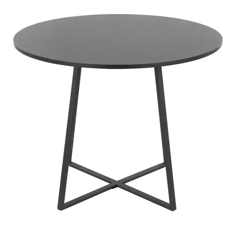 Round MDF Dining Table Black Metal/Black