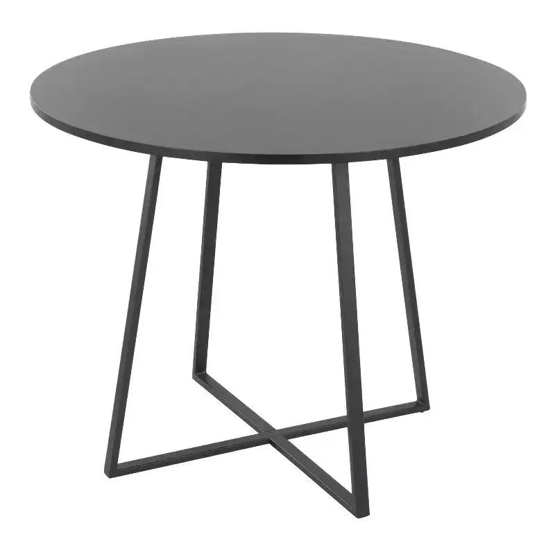 Round MDF Dining Table Black Metal/Black