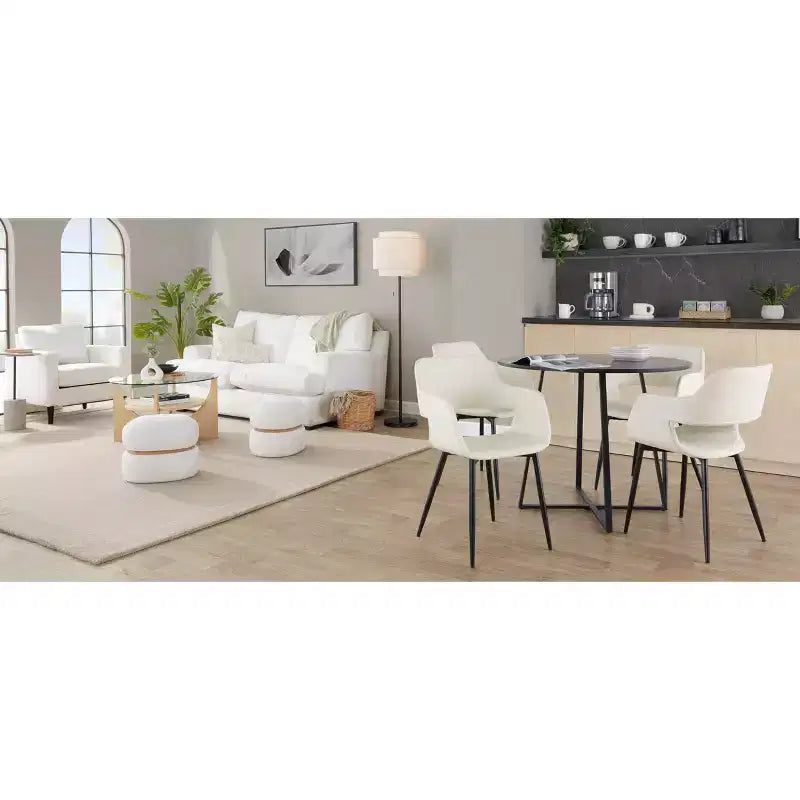 Round MDF Dining Table Black Metal/Black