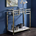 Faux Marble Top Bar Serving Cart Clear Glass/Wire Brass Finish