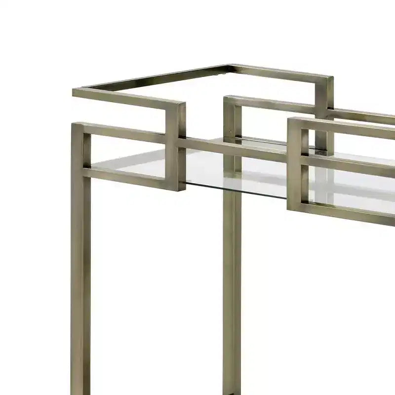 Faux Marble Top Bar Serving Cart Clear Glass/Wire Brass Finish