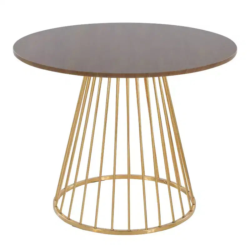Round Wood Dining Table Gold/Walnut