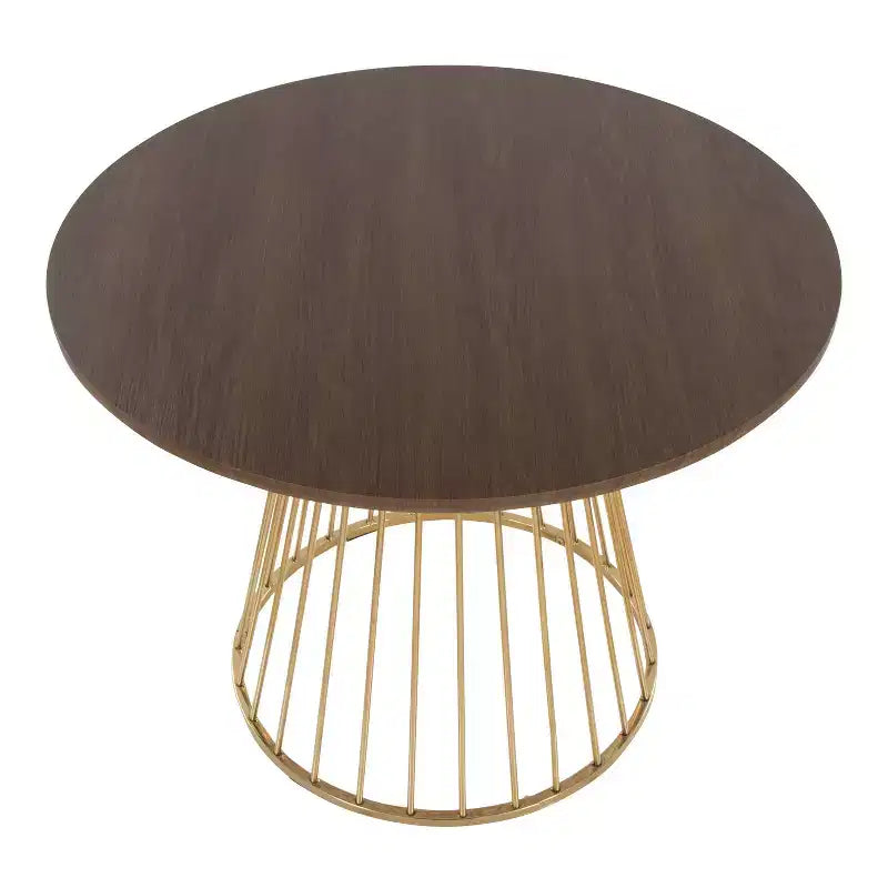 Round Wood Dining Table Gold/Walnut