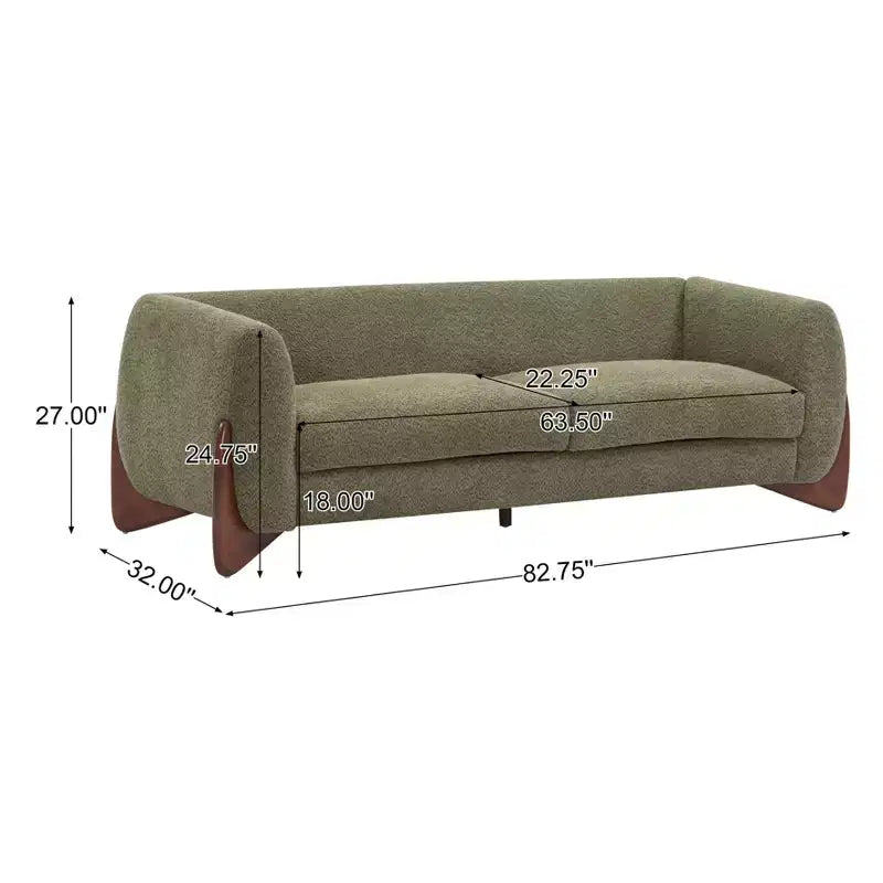 82.75" Boucle Fabric 3 Seater Sofa Olive Green