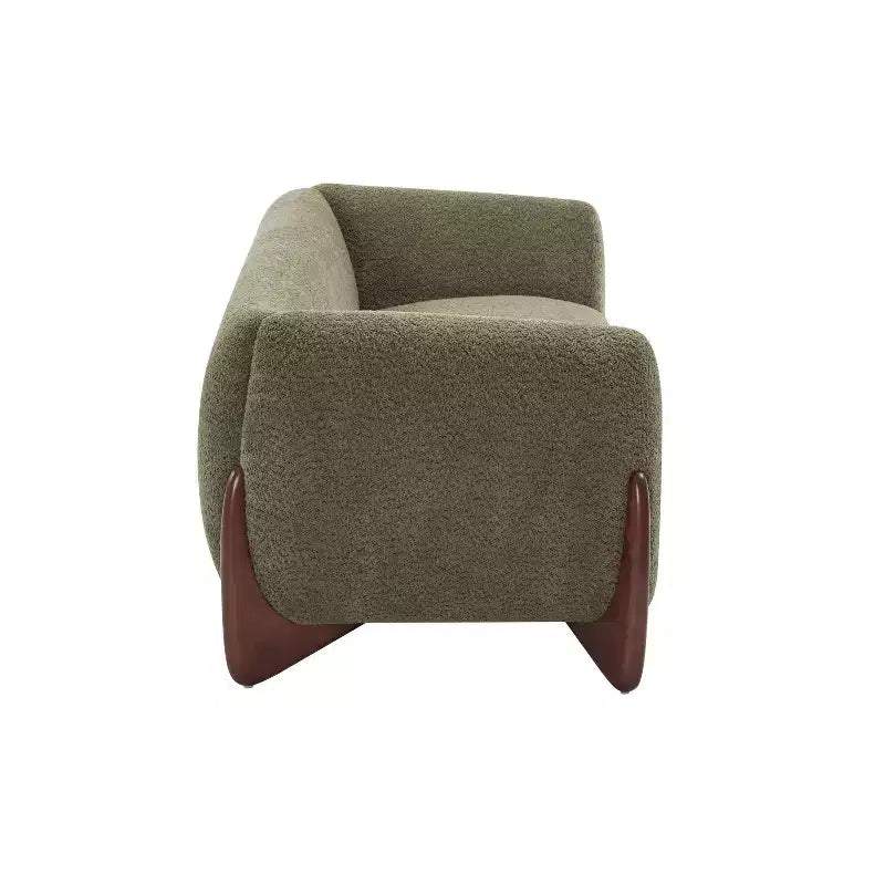 82.75" Boucle Fabric 3 Seater Sofa Olive Green