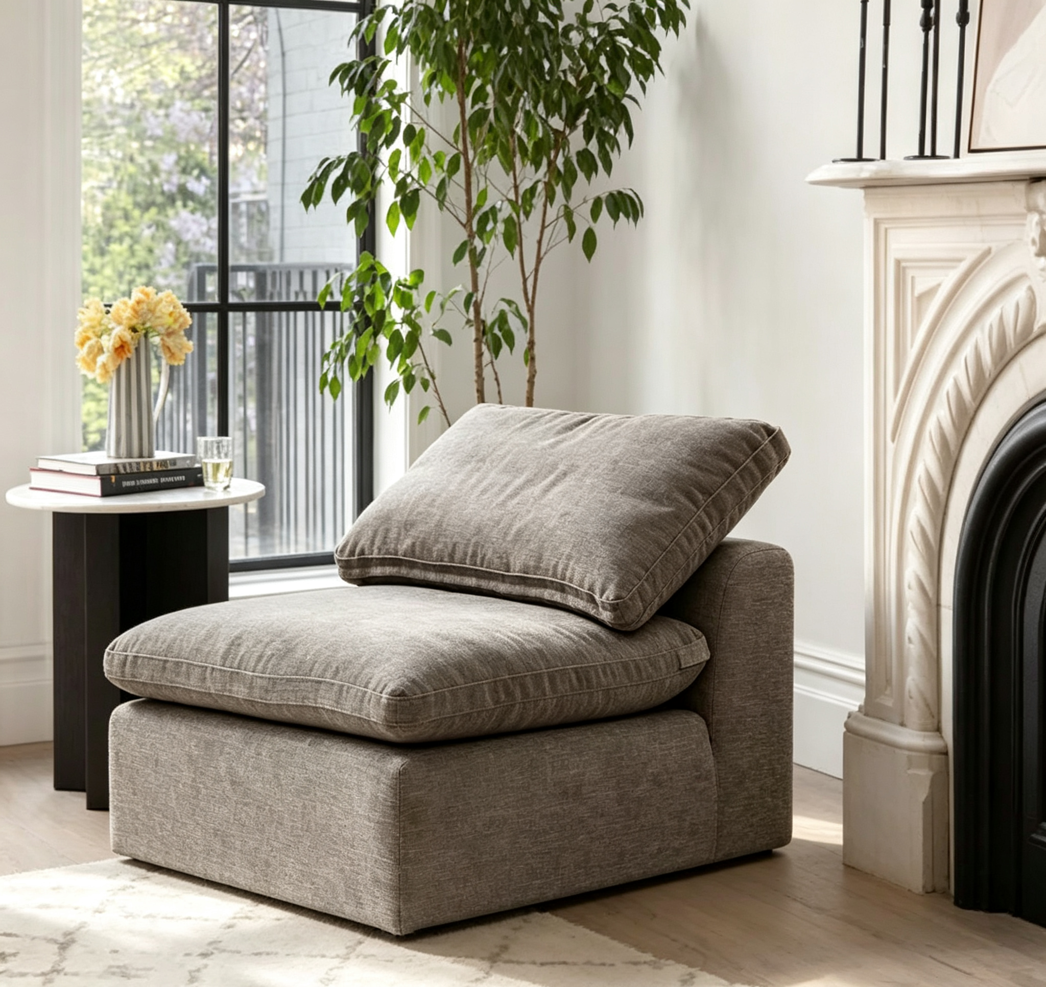 Fauteuil d'appoint 38 po en lin kaki
