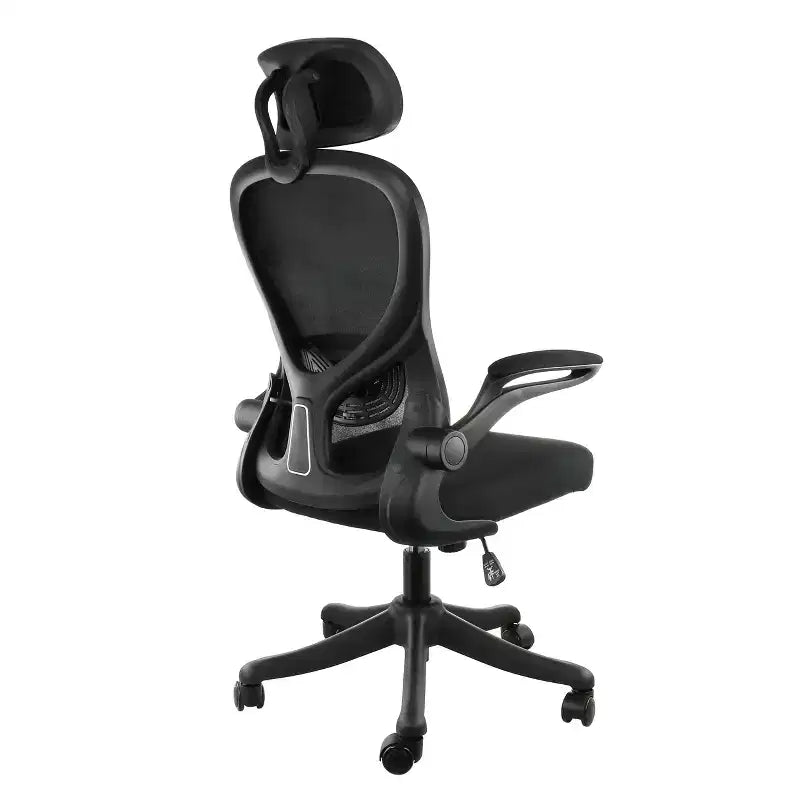 High Back Adjustable Mesh and Fabric Office Chair in Black and Gray with Adjustable Head Rest