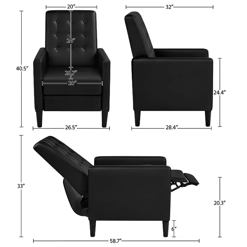 Faux Leather Recliner Sofa with Pocket Spring