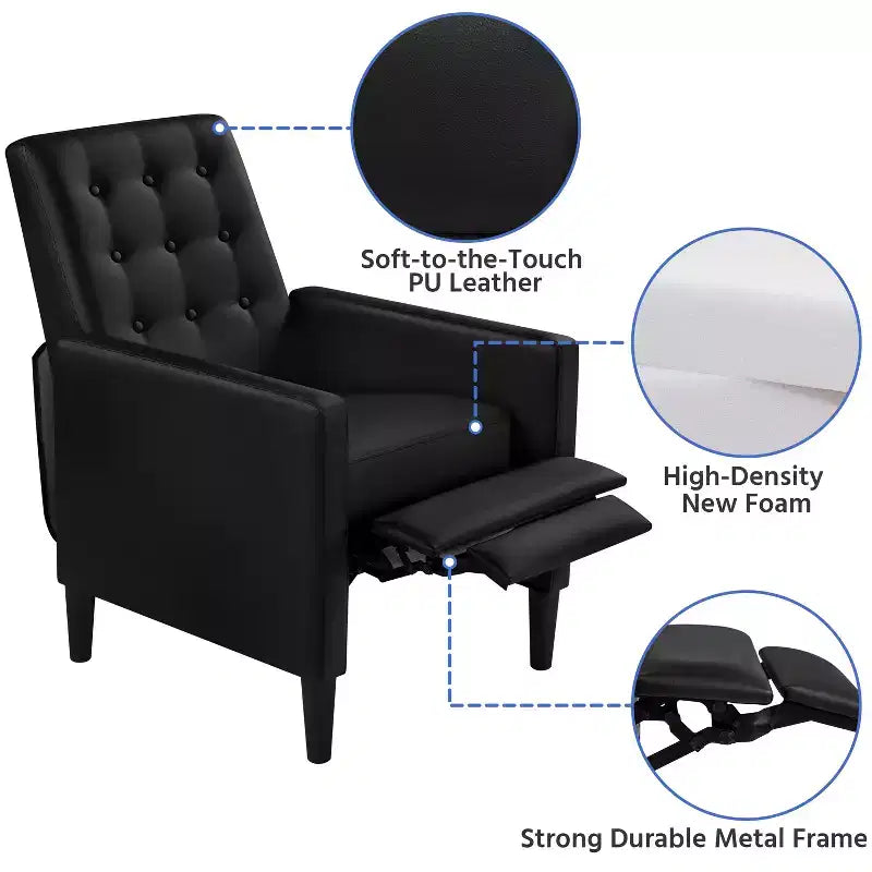 Faux Leather Recliner Sofa with Pocket Spring