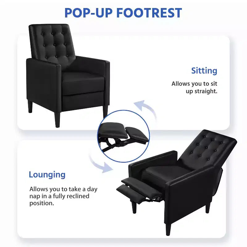 Faux Leather Recliner Sofa with Pocket Spring