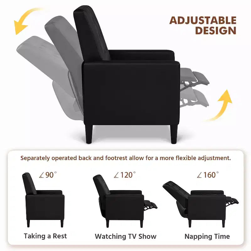 Faux Leather Recliner Sofa with Pocket Spring