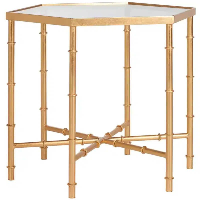 Hexagon Accent Table Gold/Clear