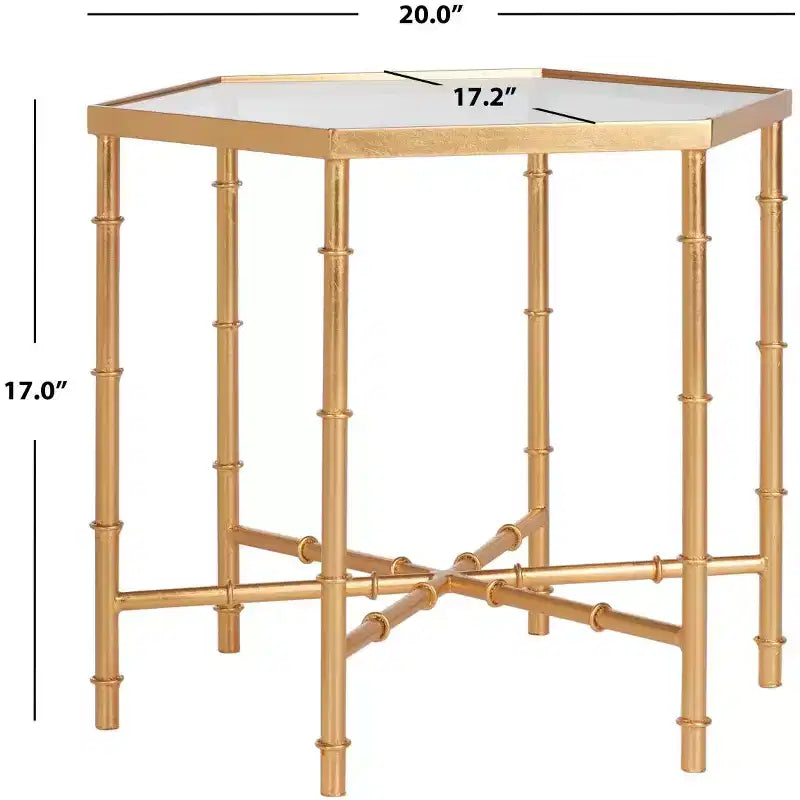 Hexagon Accent Table Gold/Clear