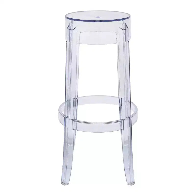 Modern Barstool with Clear Acrylic Seat and Legs, Transparent Bar Height Chair for Kitchen Island or Home Bar