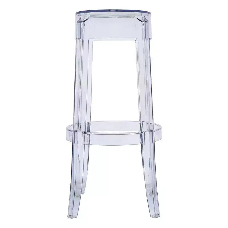 Modern Barstool with Clear Acrylic Seat and Legs, Transparent Bar Height Chair for Kitchen Island or Home Bar