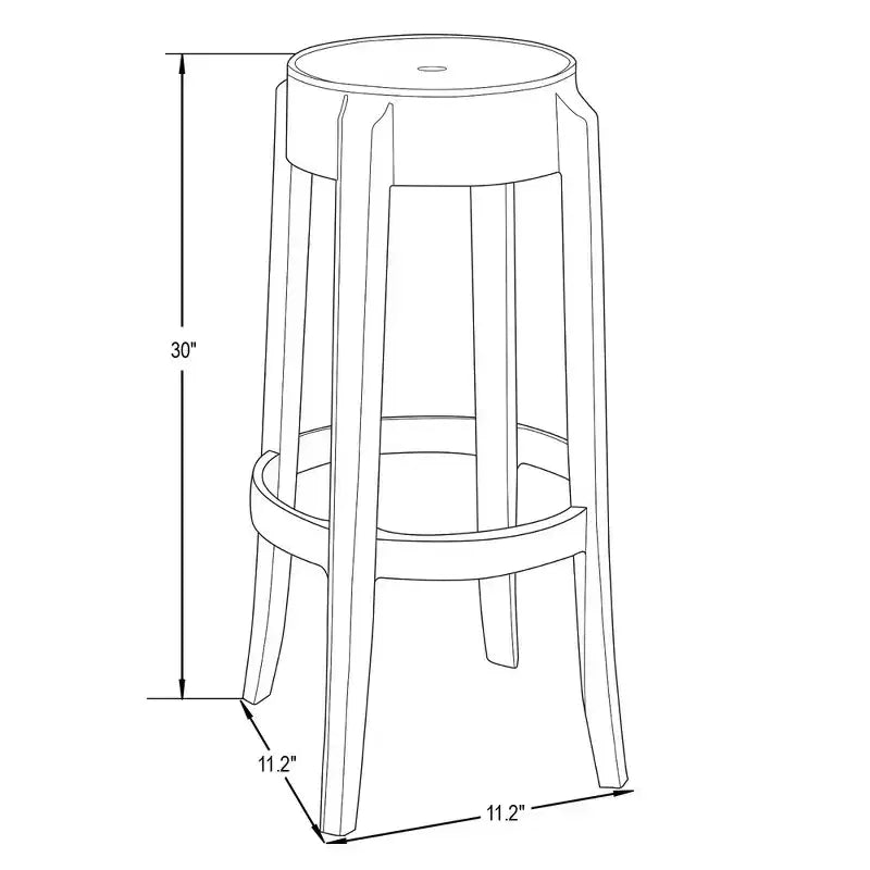 Modern Barstool with Clear Acrylic Seat and Legs, Transparent Bar Height Chair for Kitchen Island or Home Bar