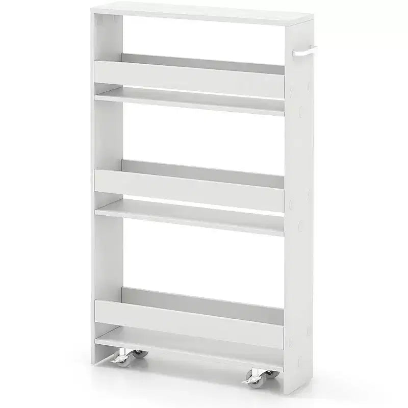 4-Tier Slim Storage Cart with Open Shelves Rolling Kitchen Cart on Wheels Narrow