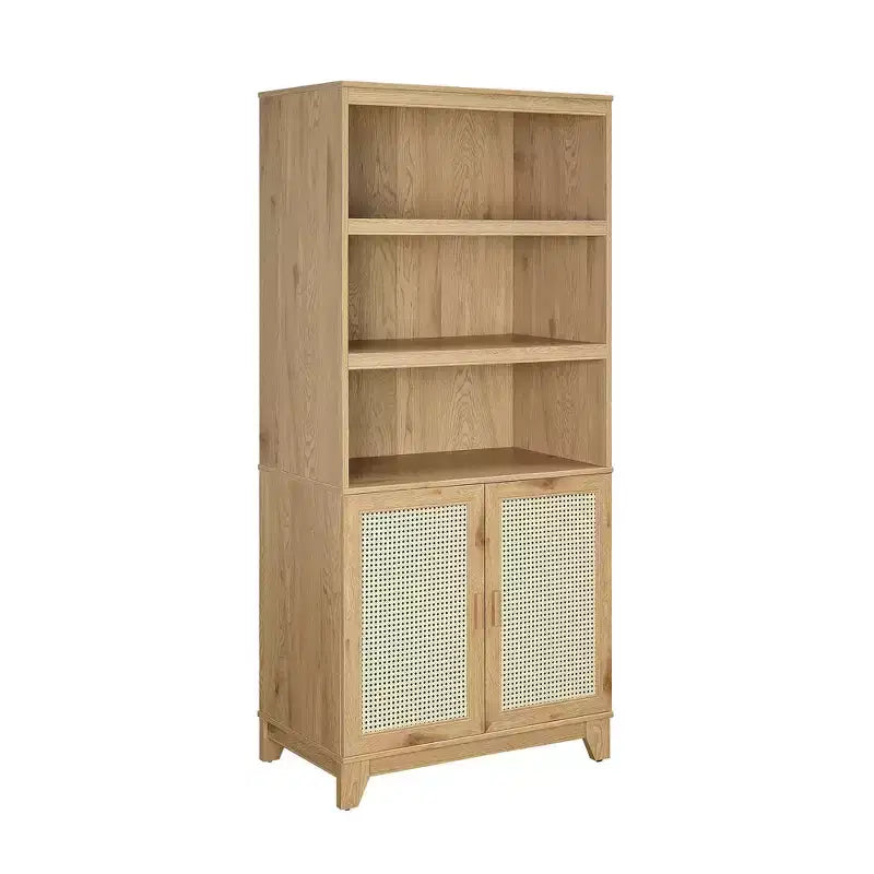 Modern 7 Shelf Cane Bookcase