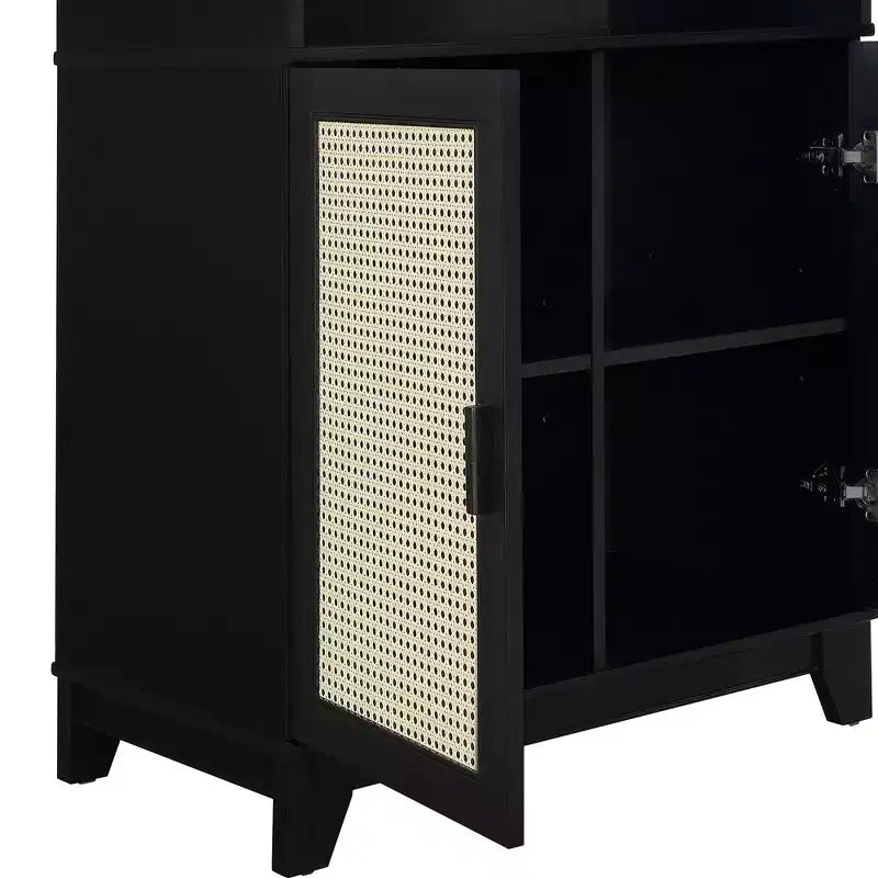 Modern 7 Shelf Cane Bookcase