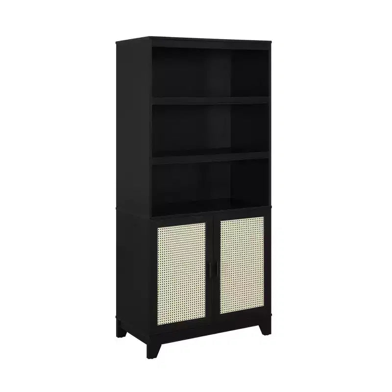 Modern 7 Shelf Cane Bookcase