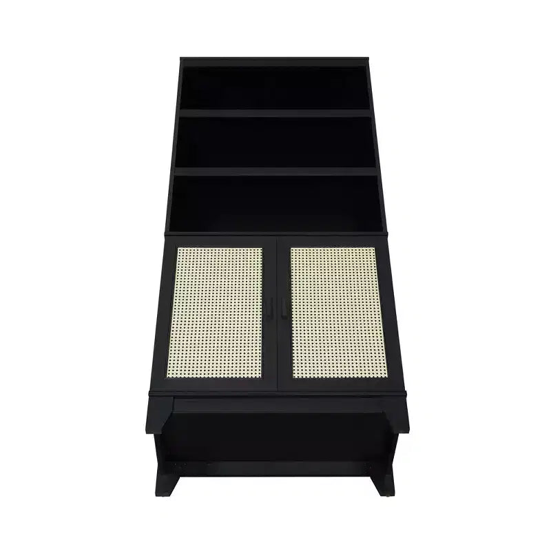 Modern 7 Shelf Cane Bookcase