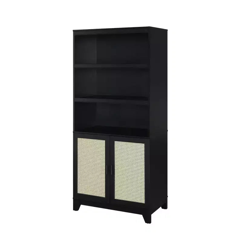 Modern 7 Shelf Cane Bookcase