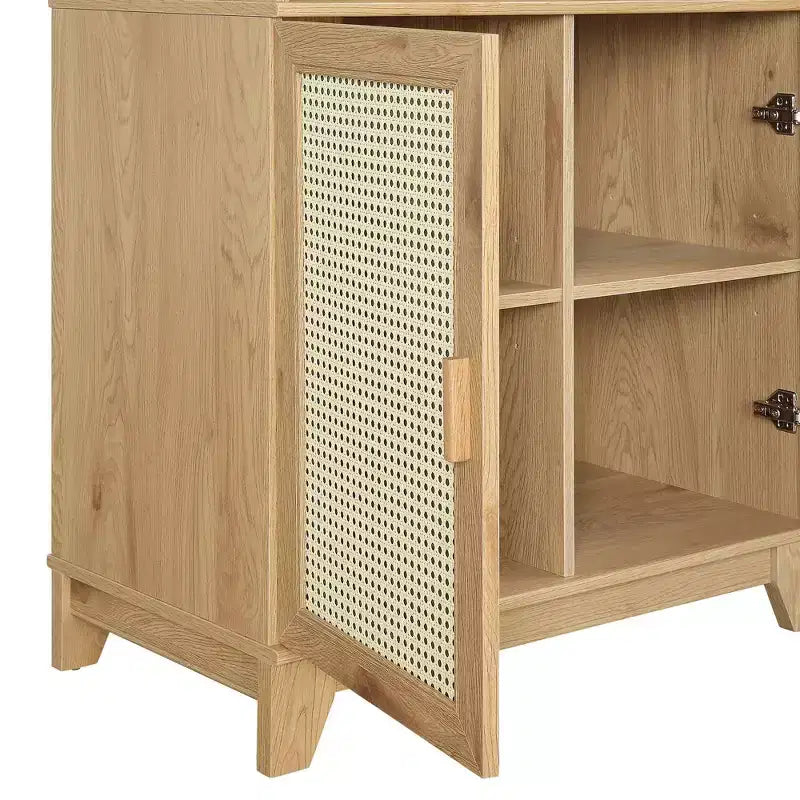 Modern 7 Shelf Cane Bookcase