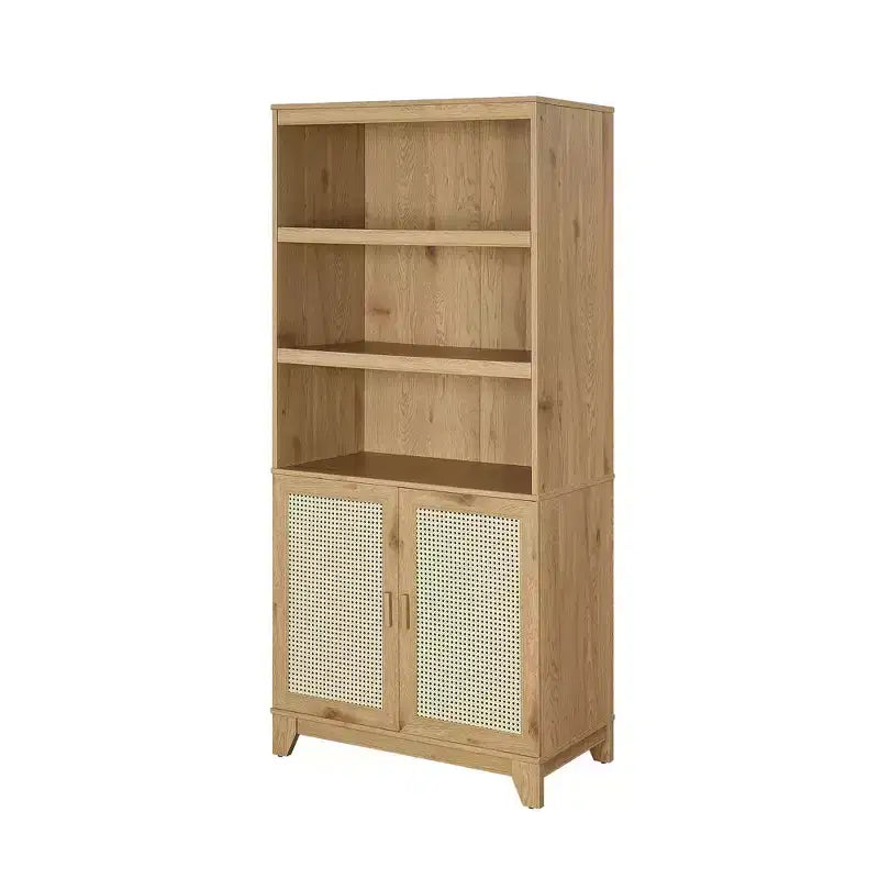 Modern 7 Shelf Cane Bookcase