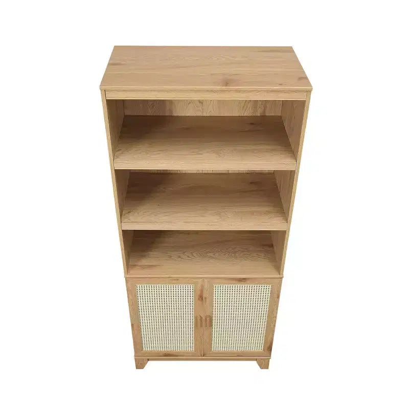 Modern 7 Shelf Cane Bookcase
