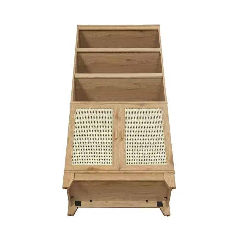 Modern 7 Shelf Cane Bookcase
