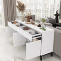 White Modern 4 Doors Sideboard Buffet With 4 Storage Drawers