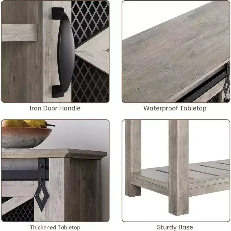 Farmhouse Entryway Table with Sliding Barn Doors, Sofa Table with Storage and Open Shelf, Console Tables for Entryway, Hallway