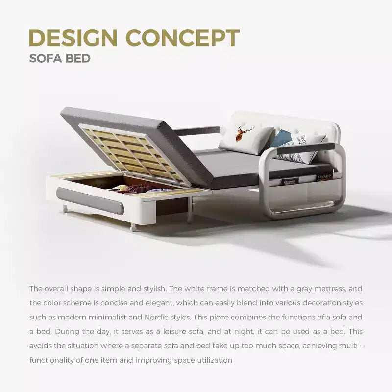 Modern Sofa Bed 62" Sleeper Sofa, Folding Mattress Couch