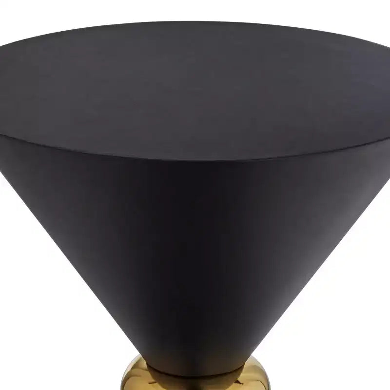Mid-Century Modern Metal Hourglass Round Accent Side End Table 17 3/4 Wide Black Gold Ring for Living Room