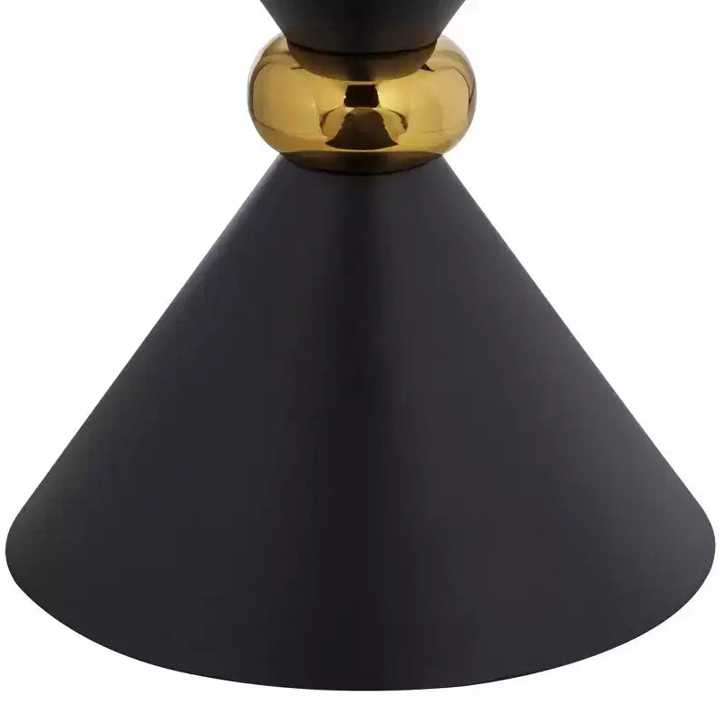 Mid-Century Modern Metal Hourglass Round Accent Side End Table 17 3/4 Wide Black Gold Ring for Living Room