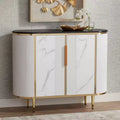 Console moderne ovale blanche 38 1/4 x 15 1/4 avec rangement, plateau en marbre noir pour salon maison